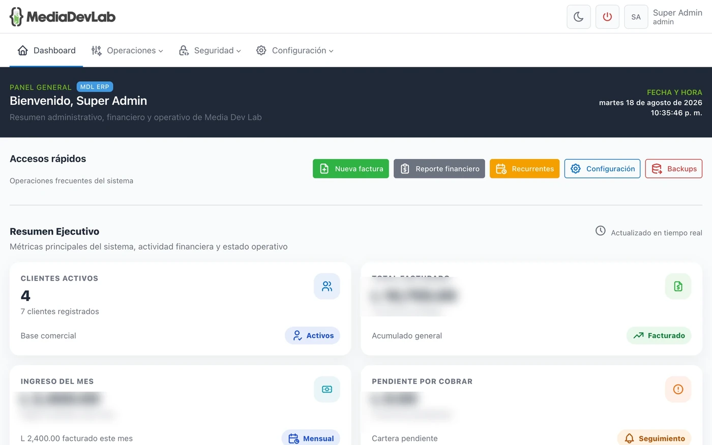 MediaDevLab ERP - Sistema web